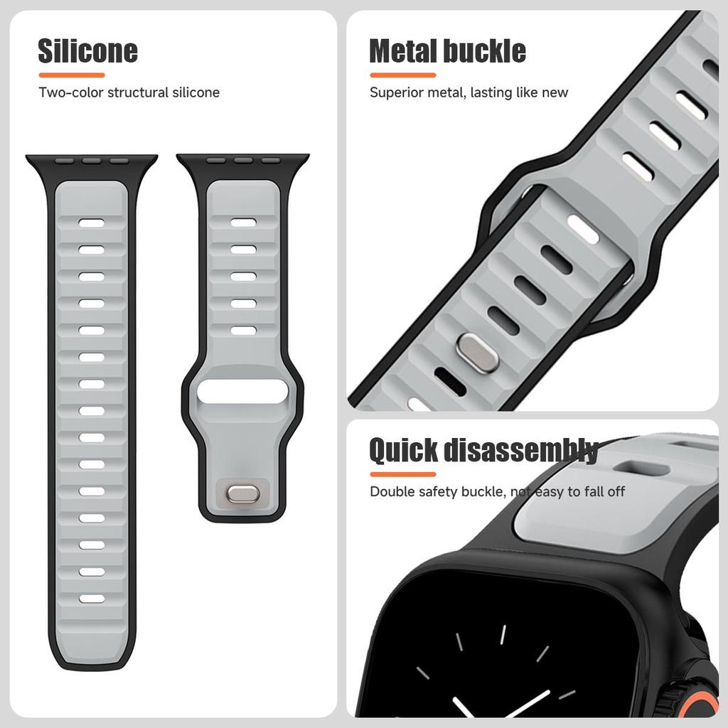 Dây đeo silicon thể thao + Thay đổi sang Ultra cho Apple Watch Series 11 / 10 46mm 42mm 44mm 40mm 45mm 41mm 9 8 7 6 5 SE