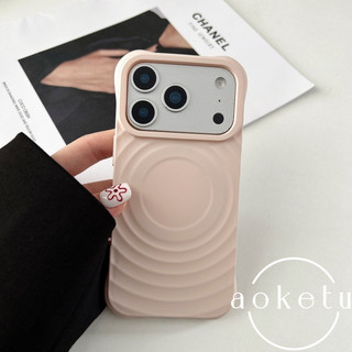 Boyang phù hợp cho Apple 17 silicone lỏng iPhone 16 Pro gợn sóng hút từ tính 15promax dày chống rơi 14 mẫu mới 13 vỏ bảo vệ màu trơn đơn giản