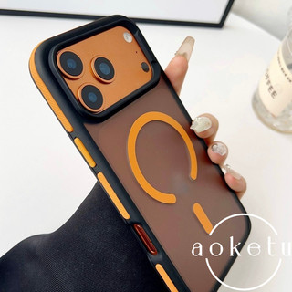 Đường viền chặn màu thích hợp cho vỏ điện thoại Apple 17promax, vỏ bảo vệ acrylic 16pro mờ iPhone Air dày, 15 vỏ cứng từ tính chống trượt