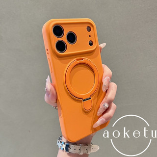 Ốp lưng silicon lỏng thích hợp cho vỏ điện thoại từ tính Apple 17promax Màu cam iPhone 17pro Silicon lỏng 17 có giá đỡ Vỏ bảo vệ chống rơi không khí