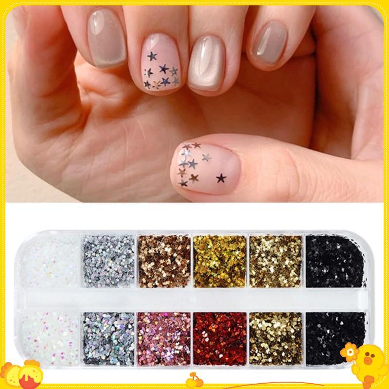 [Gengli] 1mm Ngôi Sao Lấp Lánh Móng Tay Lấp Lánh Tình Yêu Lấp Lánh Trang Trí Móng Tay Thiết Kế Salon Móng Tay Phụ Kiện Dễ Thương DIY Nail Art Design