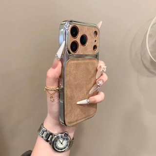 Mạ điện cửa sổ lớn giây thay đổi vỏ điện thoại di động họa tiết denim cho iPhone17 16 15 14 13 Pro Max bảo vệ camera chống sốc chống rơi mặt sau cứng
