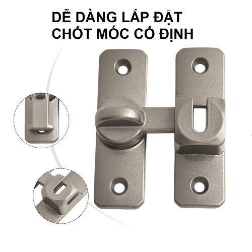【COD】Chốt cài cửa không cần khoan cao cấp xoay linh hoạt 90-180 độ, chất liệu hợp kim nhôm chống gỉ, dễ lắp đặt tại nhà.