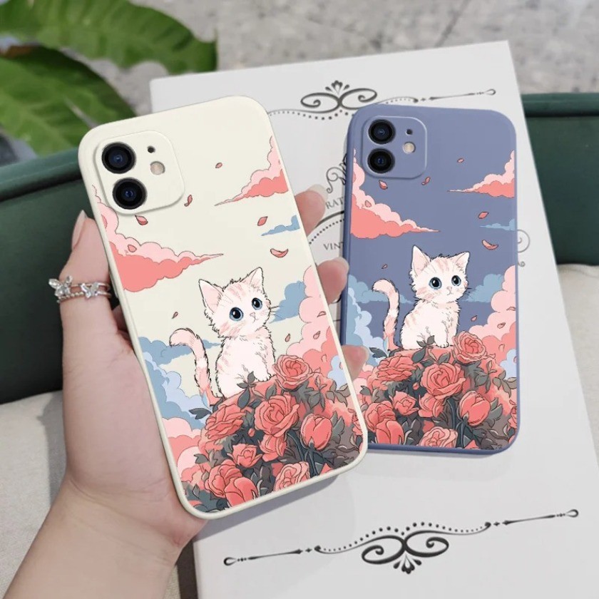Ốp điện thoại hình mèo dễ thương hình đám mây cho Vivo V30 V29 V27 V40 Pro V30E V29E V27E V25E Ốp lưng TPU mềm chống sốc