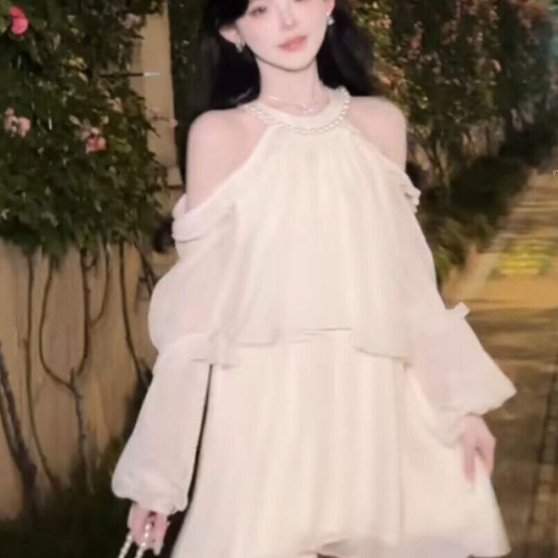 Váy ngắn nữ cao cấp cho mùa hè với thiết kế công chúa,wearable outside thin shoulder