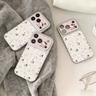 Phim Hoạt Hình Màu Hồng Sọc KT Mèo Trường Hợp Điện Thoại Cho iPhone 17 16 15 14 13 12 11 Pro Max X Xr Xs Max