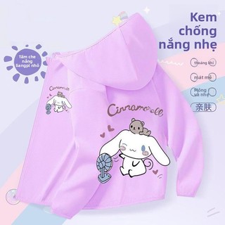 Áo khoác bé gái Cinnamoroll - mỏng nhẹ thoáng khí có mũ dễ thương phong cách mùa hè