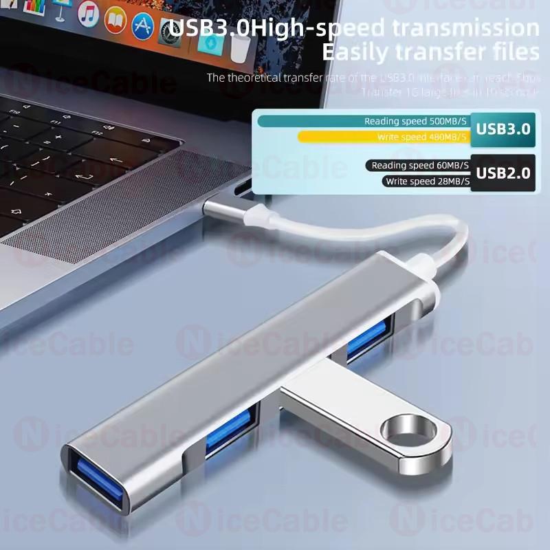 Bộ chia USB / Type C siêu mỏng Bộ mở rộng di động Mini 4 trong 1 USB3.0 Trạm nối truyền tốc độ cao