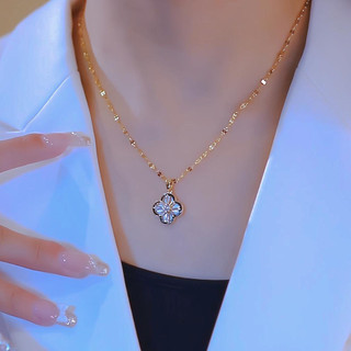 Vòng cổ hoa bốn lá thép titan mạ vàng - Thời trang trẻ trung