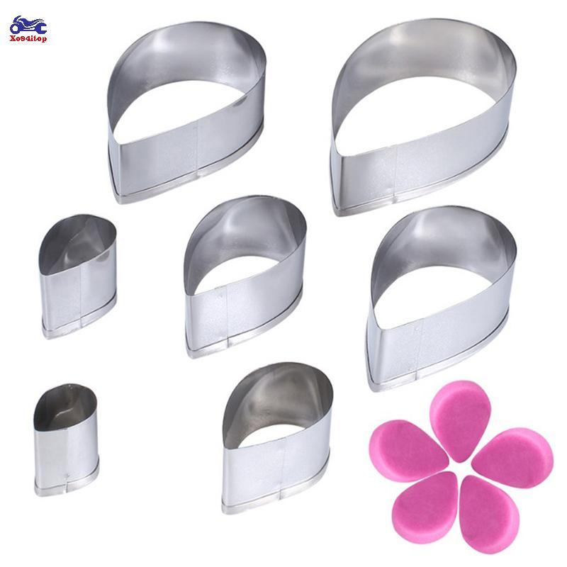 XOITOP 7 cái/bộ khuôn cắt bánh quy thép không gỉ hình cánh hoa hồng Sugarcraft dụng cụ làm bánh VN