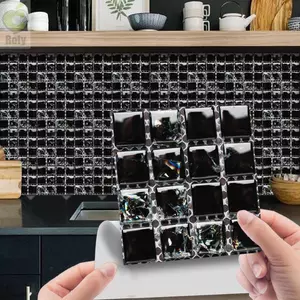 ROLY 10 Miếng Dán Khảm, Miếng Dán Ngói Hiệu Ứng Có Thể Tháo Rời, Trang Trí PVC DIY Decal Dán Tường Nhà Bếp Trang Trí Phòng Tắm