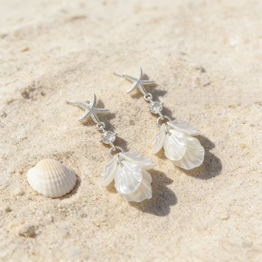 Trang sức thời trang Hàn Quốc - Bông tai nữ zircon hình sao biển, đơn giản nhưng cá tính