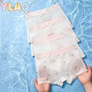 Quần lót Boxer cho bé gái Quần lót lưới thoáng khí in hình mèo dễ thương để mặc hàng ngày mùa hè
