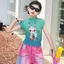 Bé Gái Graffiti In Hình Mùa Hè 2026 Phong Cách Mới Trẻ Em Slim-fit Thời Trang Xếp Ly Top