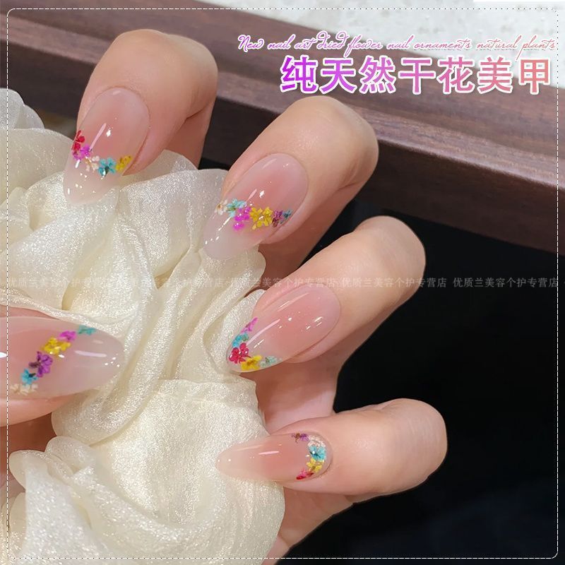 Nhật Bản Pháp Hoa Khô Phụ Kiện Làm Móng Tay Đầy Màu Sắc Nguyên Chất Tự Nhiên Hoa Nhỏ Cánh Hoa Khô Móng Tay