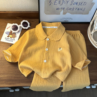 (6m-12Yrs) Bé Trai Bé Gái Cotton Gạc Ve Áo Bộ Đồ Ngủ Màu Trơn Mùa Hè Mặc Nhà Cho Bé Tập Đi Trẻ Em Thoáng Khí Loungewear