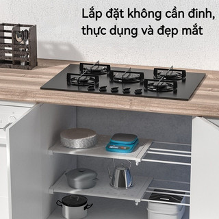 Giá phân chia tủ quần áo co giãn, kệ tủ không cần đinh, có thể xếp chồng, chiều dài có thể điều chỉnh