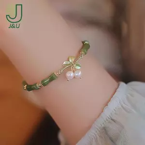 Vòng tay tre đính cườm, style vintage Trung Quốc - Quà tặng sang trọng