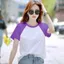 Áo thun nữ ngắn tay màu tương phản, chất liệu Ice Silk mỏng nhẹ, phong cách thể thao cổ tròn cho mùa hè