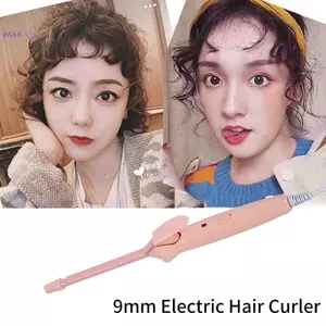 Máy uốn tóc bằng điện 9mm Máy uốn tóc bằng gốm Unisex Cây đũa phép uốn tóc gia đình Mini Con lăn tạo kiểu tóc Waver 20W