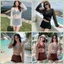 Bộ đồ bơi LACYESUK, Bộ Bikini xù lông chui đầu trong suốt Slim Fit, Bộ đồ đi biển có dây buộc hợp thời trang Bộ đồ tắm chống nắng cho nữ