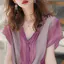 Áo Sơ Mi Nữ Tay Ngắn Sọc Nữ Áo Sơ Mi Công Sở Nữ OL Work Top