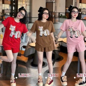 Set Bộ hè áo cộc quần đùi Nữ Form Rộng - Bộ Quần Áo Hè Nữ Oversize Freesize Dưới 65kg berie hàn