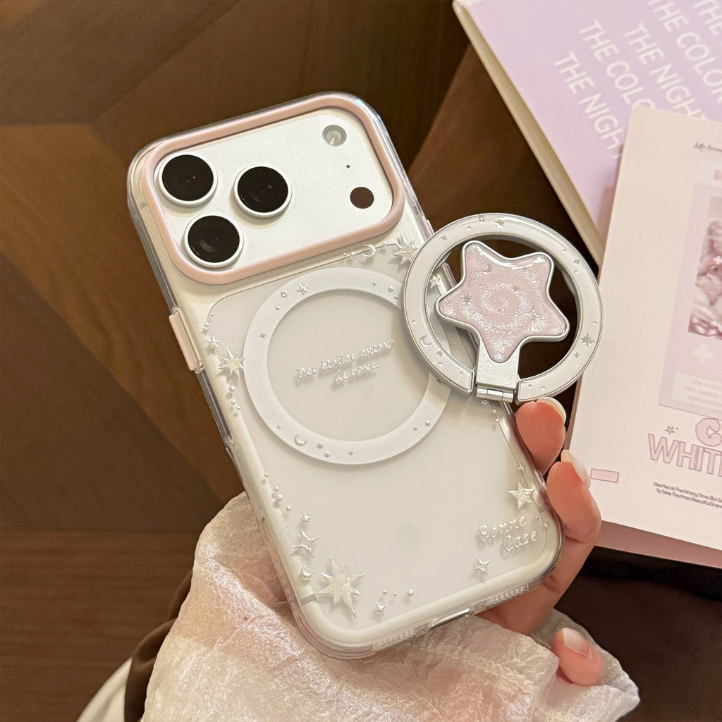 Họa tiết ngôi sao mạ vàng phù hợp cho iPhone17ProMax 17 16 15 14 13 12 Ốp điện thoại iPhone từ tính
