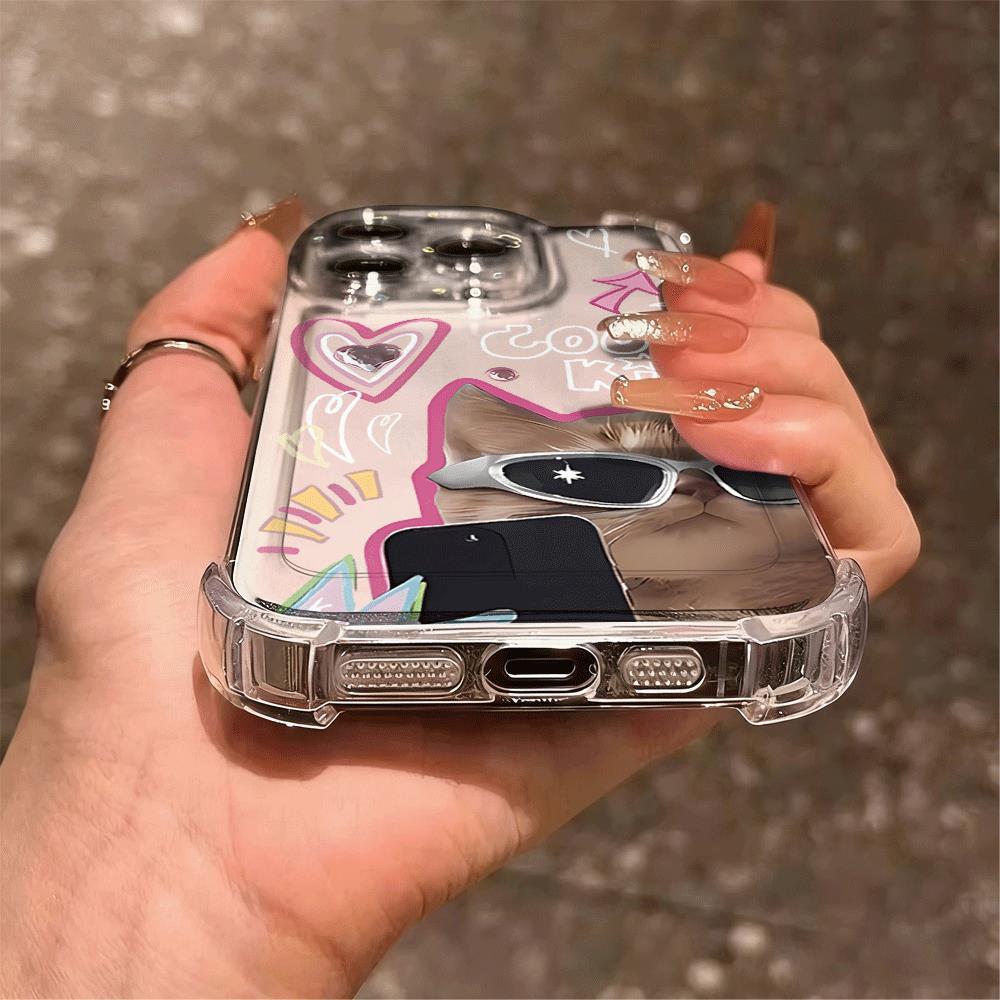 Mèo kính mát mát mẻ cho trường hợp iPhone 17Air iPhone 16/15/14 Quad chống ngã