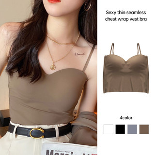 Áo lót nữ kiểu camisole quấn ngực, nâng ngực, xếp ly, gợi cảm, mỏng, không đường may
