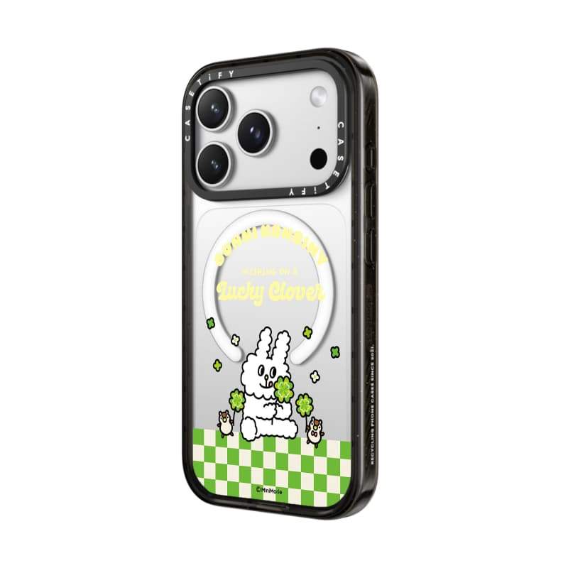 CASECASE X Vỏ cỏ ba lá Thỏ Đen / Xanh da trời / Hồng Bộ sưu tập kẹo Fizz Màu sắc trong suốt Cứng Hút từ tính Vỏ tác động cho Apple IPhone 13 14 15 16 17Pro Max Plus Có hộp