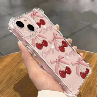 Ốp Lưng Cho Realme C83 C85 PRO 16 Plus 15T Note80 C55 C51 C53 C17 C71 C35 C33 13 5 GT7 5G 5i 7i Nơ Cherry Liche Thời Trang Trong Suốt Mềm Mại Dễ Thương Silicon Chống Sốc
