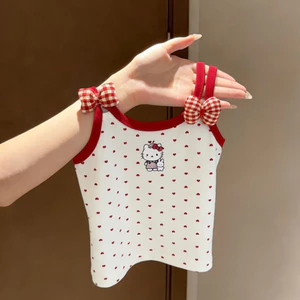 Áo Vest In Hình Mèo Mùa Hè Cho Bé Gái Ren Hàn Quốc Áo 80-130 Size N2RG