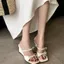 TT Ngọt Nơ Vuông Ngón Chân Flip-Flops Nữ Mùa Hè 2026 Bằng Sáng Chế Da Nêm Gót Kỳ Nghỉ Dép Dép