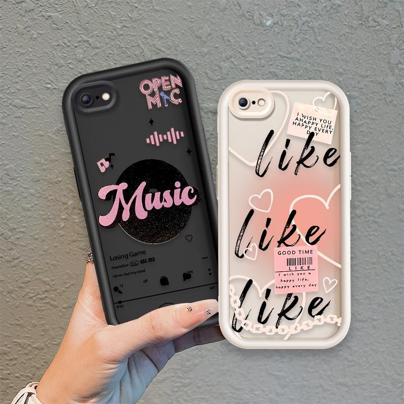 Ốp Lưng Cho iPhone 6 6s 7 8 se2020 Plus Hoạt Hình Silicon Phụ Kiện Vỏ Điện Thoại Mềm TPU Như Âm Nhạc Cô Gái Mắt Thiên Thần Chống Sốc Mặt Sau
