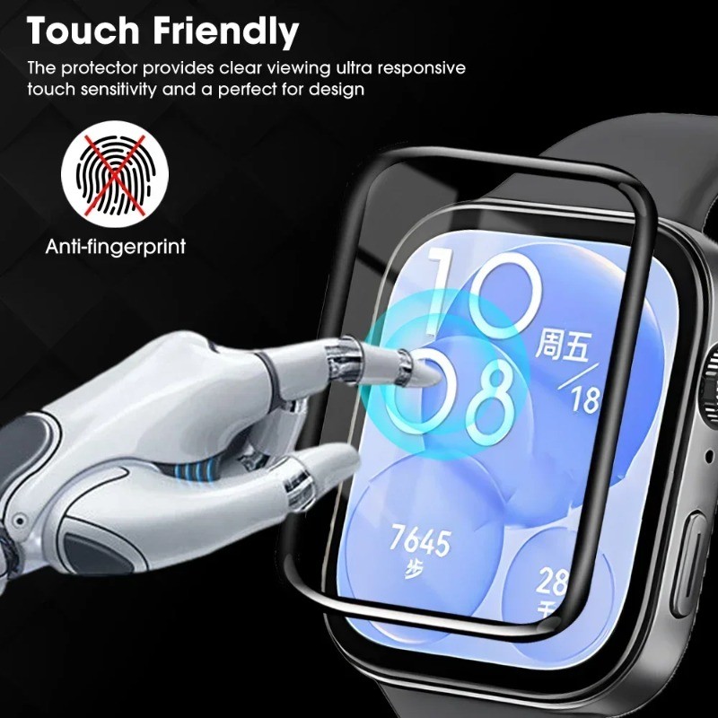 2-10 Chiếc Bảo Vệ Màn Hình Cho Huawei Watch Fit 4 3 2 Pro Mới Mini Thanh Lịch D HD Trong Suốt Kính Cường Lực Cho Huawei Watch Buds 5 4 3 Pro 46mm 42mm Cong Đen Edge Kính Phim