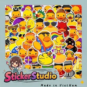 Set 60 Sticker Chú Vịt Thời Trang Chống Nước Dán Laptop Vali Mũ Bảo Hiểm Sổ Tay