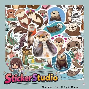 Set 60 Sticker Rái cá biển Chống Nước Dán Laptop Vali Mũ Bảo Hiểm Sổ Tay