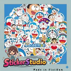 Set 100 Sticker Doraemon Hoạt Hình Chống Nước Dán Laptop Vali Mũ Bảo Hiểm