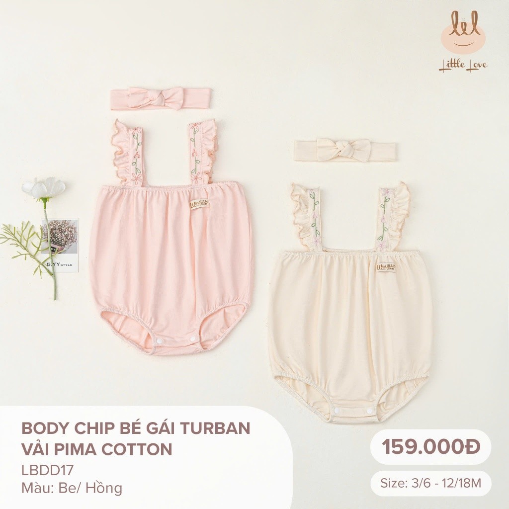 Bộ Body Chip Bé Gái Tuban Vải Pima Dành Cho Bé LBDD17