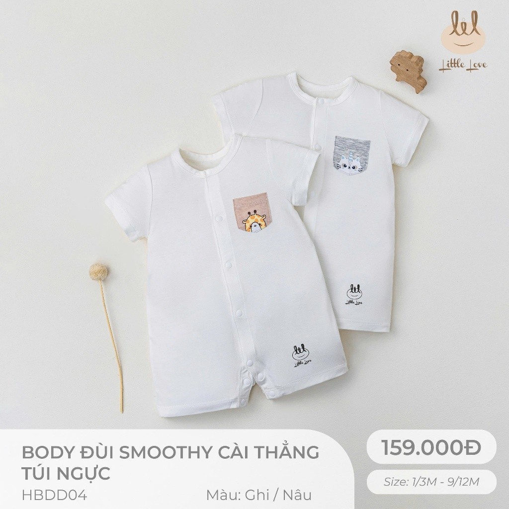 Bộ Body Đùi liền thân vải sợi tre kháng khuẩn [ mềm, mát, co dãn và thấm hút tốt ] cho bé từ 1/3M -9/12M (HBDD04)