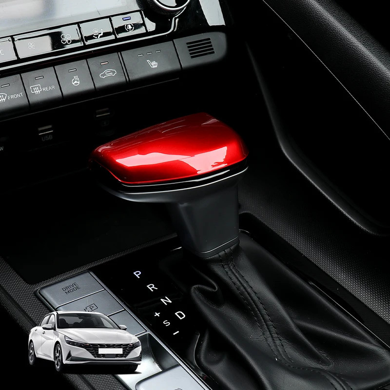 LHD / RHD Dành Cho Xe Hyundai Elantra CN7 N 2020-2023 Màu Đỏ Sợi Carbon Phong Cách Bánh Răng Dịch Chuyển Núm Bao Viền Bao Viền Nội Thất Ô Tô Phần