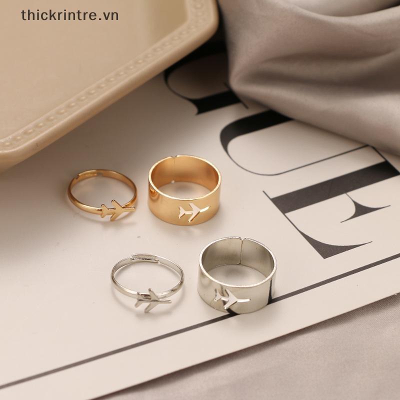 THI 2 Chiếc Vintage Đơn Giản Động Vật Ngôi Sao Mặt Trăng Trái Tim Ngọn Lửa Mở Nhẫn Dành Cho Nữ Cô Gái Gothic Trang Sức Punk Đen Cặp Đôi Nhẫn Bộ VN