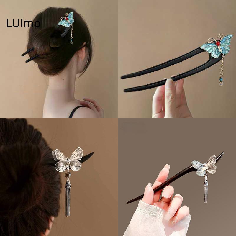 LUImo Vintage sel Kẹp Tóc Cho Nữ Cô Gái Trang Sức Mới Quà Tặng Mũ Đội Đầu Trung Quốc Hanfu Tóc Dính Phụ Kiện SBS
