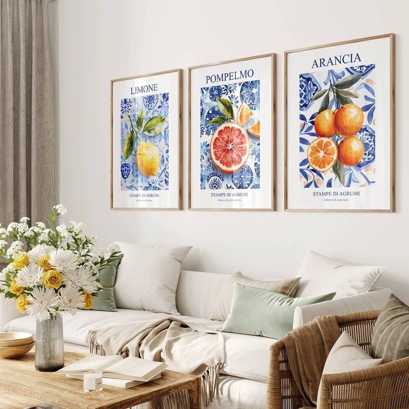 Retro Lemon Garden Canvas Poster Tươi Cây Ô Liu Nghệ Thuật Treo Tường In Hình Cho Phòng Khách Hiện Đại Văn Phòng & Mùa Hè Trang Trí Nhà Quà Tặng Tranh Vải