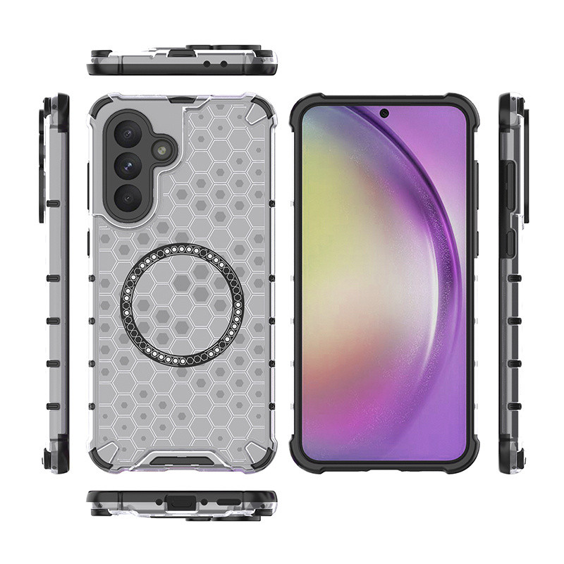 Ốp điện thoại từ tính tản nhiệt tổ ong cho Samsung Galaxy A56 A55 A36 A35 A26 A16 M35 S26 S25 S24 S23 Ultra Plus FE 4G 5G Vỏ nhựa TPU + PC chống rơi trong suốt