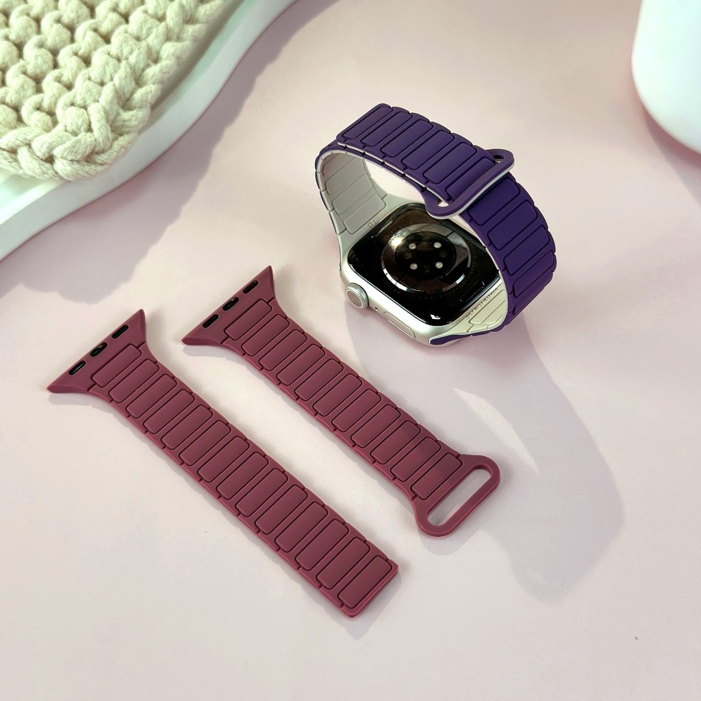 Vòng đeo tay dây đeo silicon từ tính tương thích cho Apple Watch Series11 / 10 46mm 42mm Ultra3 / 2 / 1 49mm 45 44 40 41mm 9 8 7 6 SE3 5 4