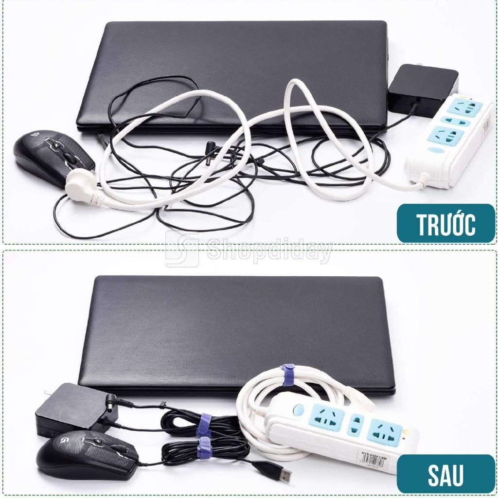 [ 50 Dây ]Dây Dán Velcro Quấn Chống Rối Dây Điện Có Thể Tái Sử Dụng, Cáp Sạc, Dây Băng Gai Dây Cáp