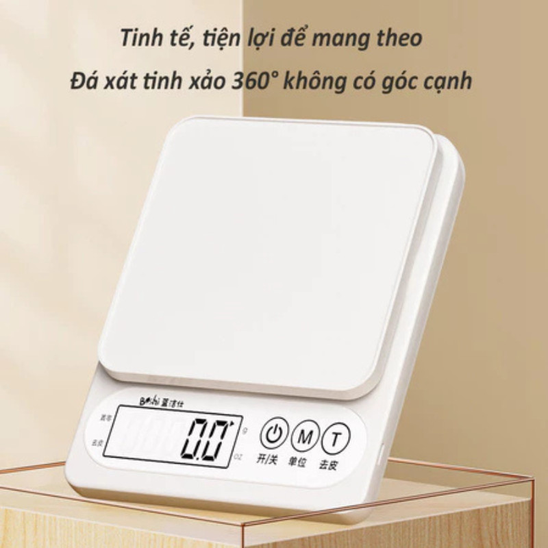 Cân Điện Tử Nhà Bếp Độ Chính Xác Cao Mặt Inox Chống Nước Pin Sạc Trừ Bì Cho Làm Bánh Pha Chế Cà Phê Cân Điện Tử
