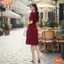 Đầm thiết kế BEMINE cổ đức viền dây nơ dáng chữ A phù hợp đi làm-B412